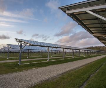 Veld met zonnepanelen