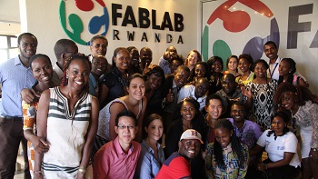 2016 Rwanda delegates at Fab Lab