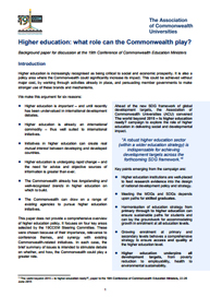 Higher education: what role can the Commonwealth play?