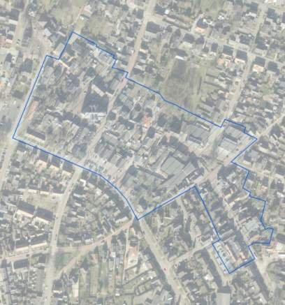 Plattegrond centrum Wehl met kader van het centrum