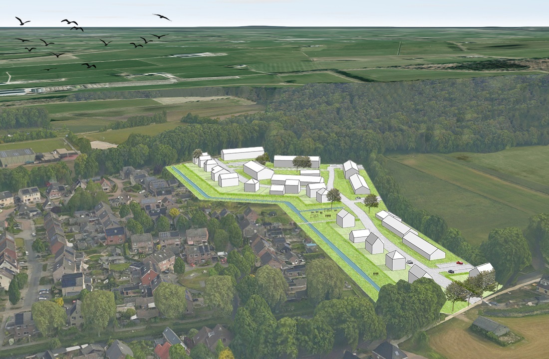 Visualisatie woningbouw variant erfwoningen. Zie voor uitleg de tekst. Komt u er niet uit, neem contact met ons op.