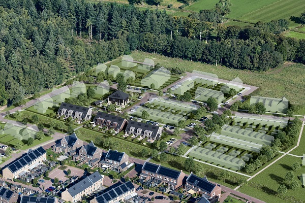 Luchtfoto Steenbrugge met ingetekende kavels